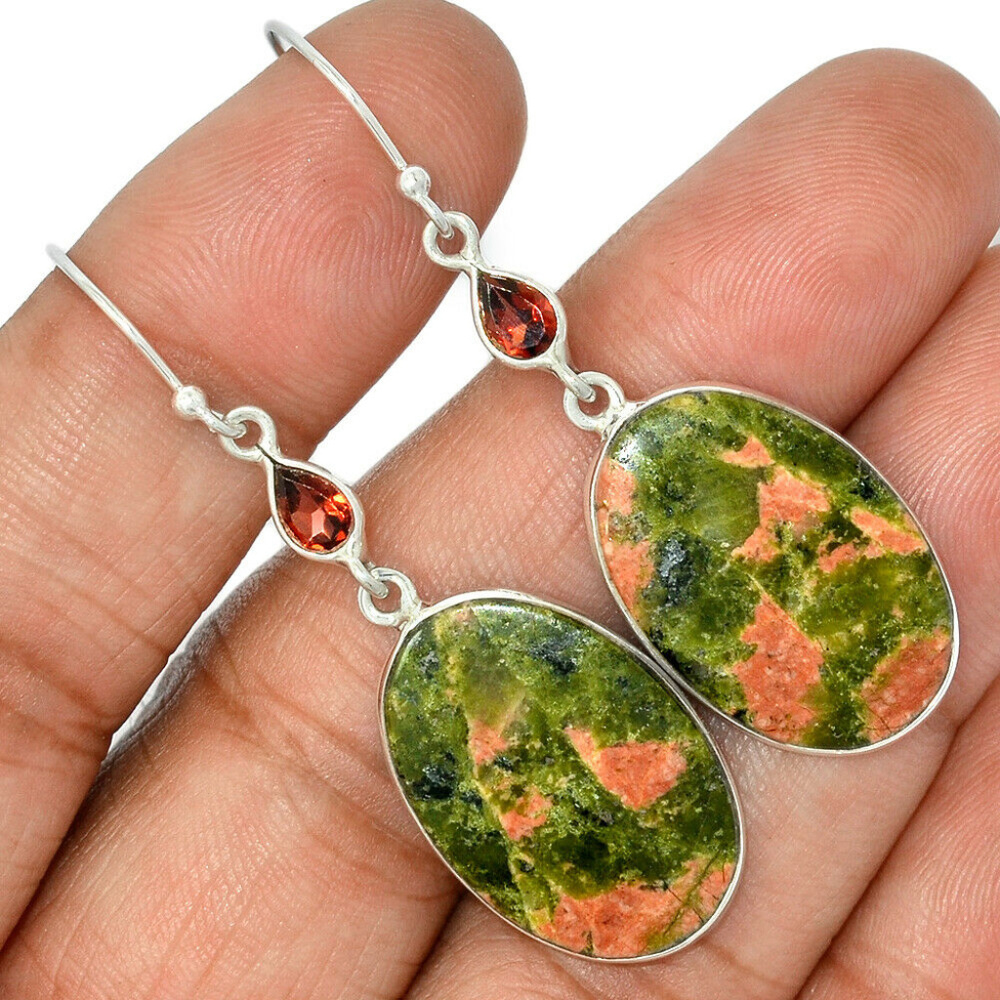 Genuine Unakite Solid 925 Sterling Silver